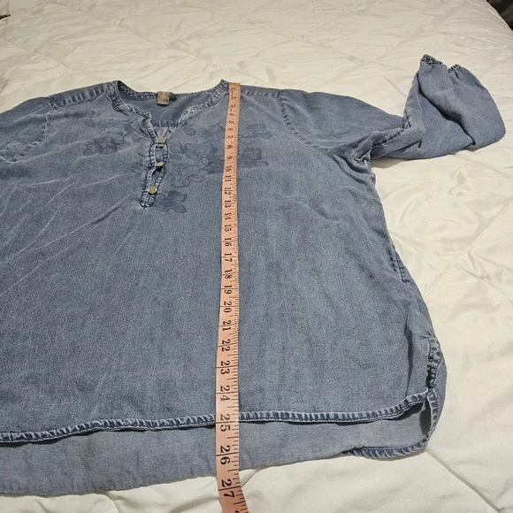 Chicos Chambray Pullon Blouse Loosefit Flowy Women's XL - Picture 9 of 9